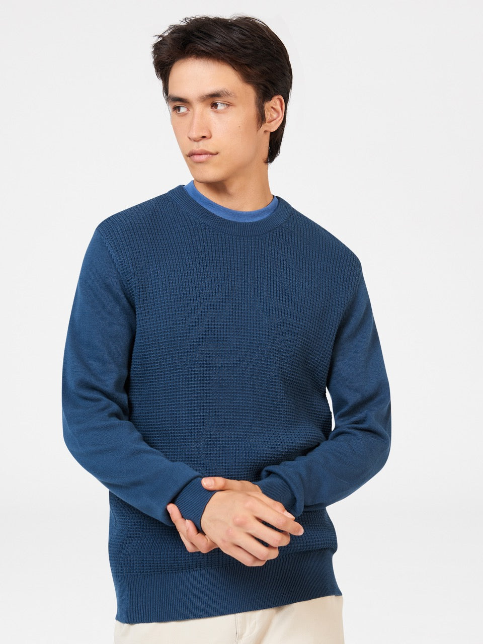 Knitwear Ben Sherman Textured Crewneck Indigo | PXE-53877190